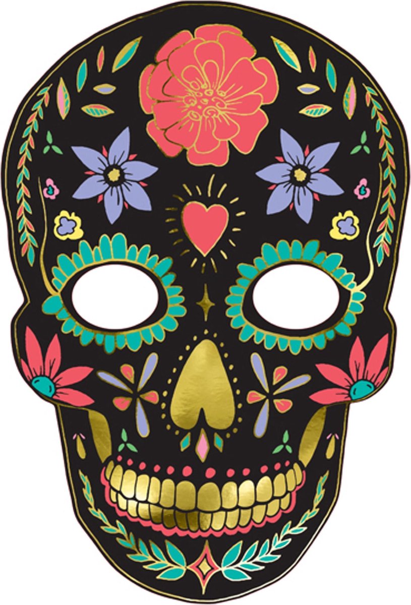 PARTYDECO - Kartonnen Dia de los Muertos masker - Maskers > Half maskers